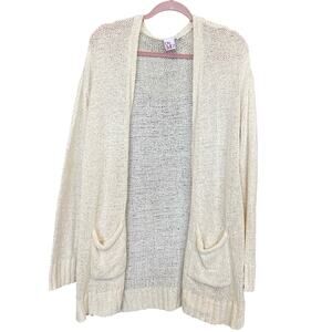 OMG Cream Open Front Cardigan with Pockets Large